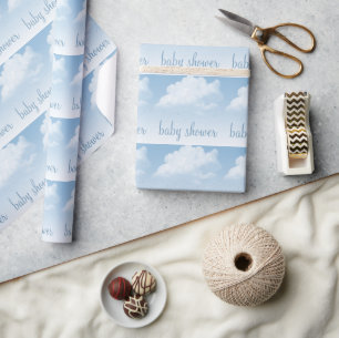 Flauschige Wolken Regentropfen Baby Shower Geschenkpapier