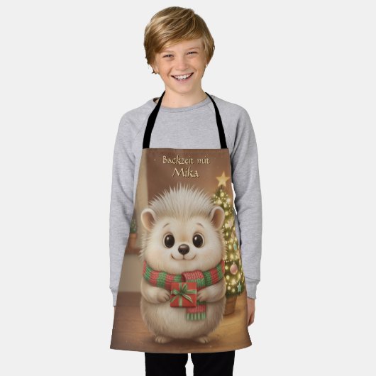 Flauschiger Igel Backzeit Motiv Schürze (Getragen)