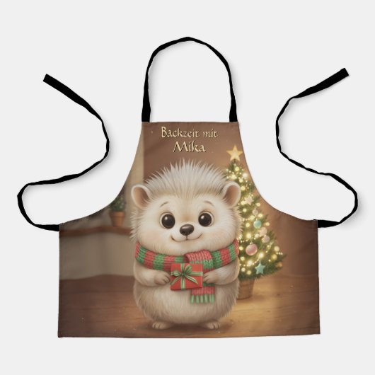 Flauschiger Igel Backzeit Motiv Schürze (Vorderseite)