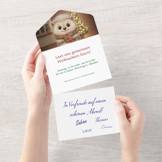 Flauschiger Igel Einladung Weihnachten
