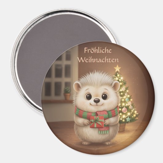 Flauschiger Igel Niko mit Baumlicht Magnet (Vorderseite/Rückseite)