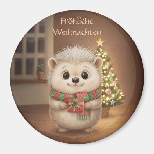 Flauschiger Igel Niko mit Baumlicht Magnet (Vorne)