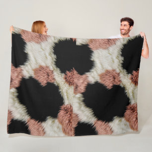 Flauschiger Kunstfell-Abstrakt-Kuhdruck - Cozy Pas Fleecedecke