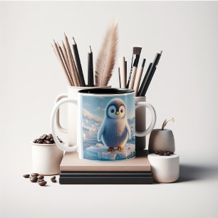 flauschiger Pinguinspass Zweifarbige Tasse