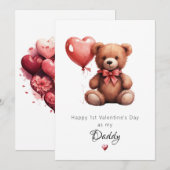 Flauschiger Teddybär Glücklicher 1. Valentinstag Feiertagskarte (Vorne/Hinten)