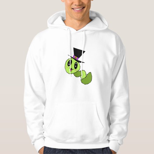 Flauschiger Wurm mit Hut Hoodie (Vorderseite)
