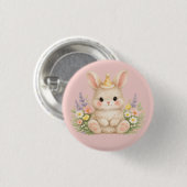Flauschiges Hasen-Wildblumendesign für einen charm Button (Vorne & Hinten)