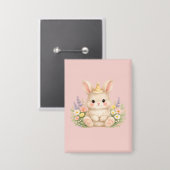 Flauschiges Hasen-Wildblumendesign für einen charm Button (Vorderseite/Rückseite)