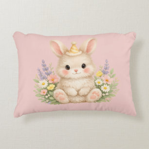 Flauschiges Hasen-Wildblumendesign für einen charm Dekokissen
