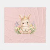 Flauschiges Hasen-Wildblumendesign für einen charm Fleecedecke (Vorderseite (Horizontal))