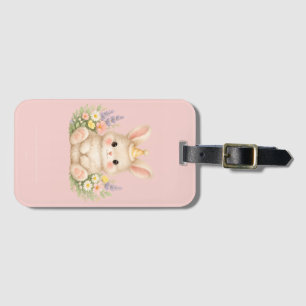 Flauschiges Hasen-Wildblumendesign für einen charm Gepäckanhänger