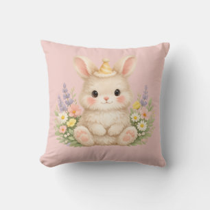 Flauschiges Hasen-Wildblumendesign für einen charm Kissen