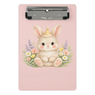 Flauschiges Hasen-Wildblumendesign für einen charm Mini Klemmbrett
