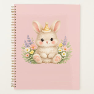 Flauschiges Hasen-Wildblumendesign für einen charm Planer