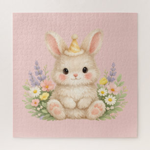 Flauschiges Hasen-Wildblumendesign für einen charm Puzzle