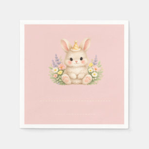 Flauschiges Hasen-Wildblumendesign für einen charm Serviette