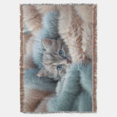 Flauschiges Kätzchen in einer weichen Decke (Vorderseite Vertikal)
