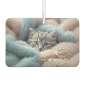 Flauschiges Kätzchen in einer weichen Decke Autolufterfrischer (Rückseite)
