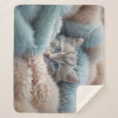 Flauschiges Kätzchen in einer weichen Decke Sherpadecke (Vorderseite)