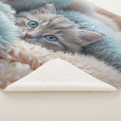 Flauschiges Kätzchen in einer weichen Decke Sherpadecke (3/4)