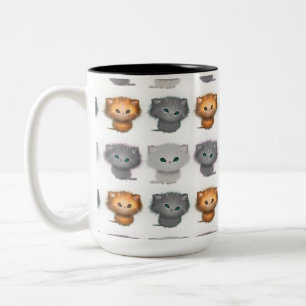 Flauschiges Kätzchen-Muster Zweifarbige Tasse