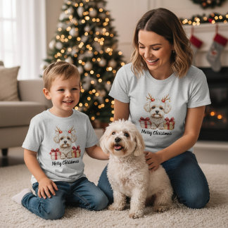 Flauschiges Rentier - Bichon Frise Hund T-Shirt