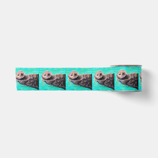 Flauschiges Seeotter-Gemälde Satinband (Vorderseite)