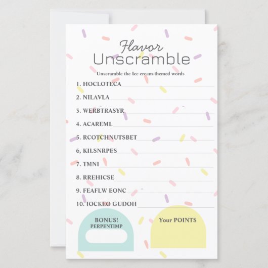 Flavor Frenzy Word Scramble Game (Vorderseite)