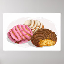 Flavored Conchas Pan Dulce Pink, Choco & Vanilla