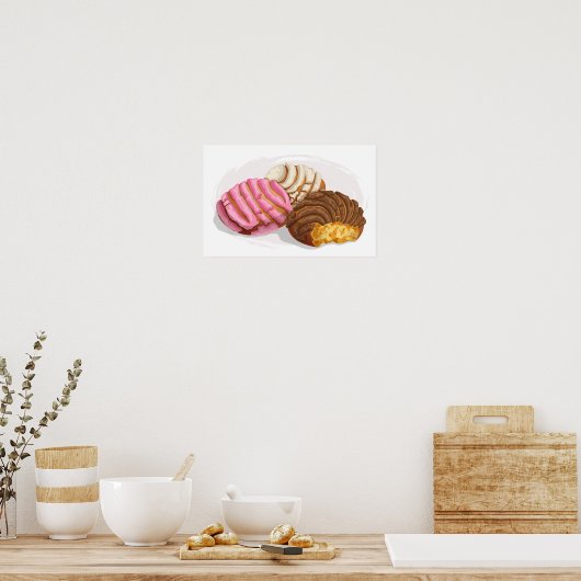 Flavored Conchas Pan Dulce Pink, Choco & Vanilla Poster (Küche)