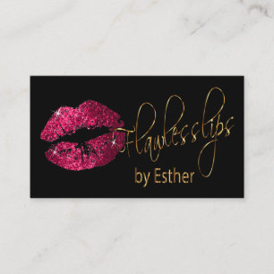 Flawless Lips - Hot Pink Glitzer und Gold Visitenkarte