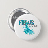 Flaws Are Art – Inspirational Abstract Splash Blue Button (Vorne & Hinten)