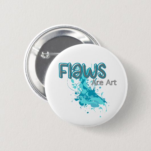 Flaws Are Art – Inspirational Abstract Splash Blue Button (Vorne & Hinten)