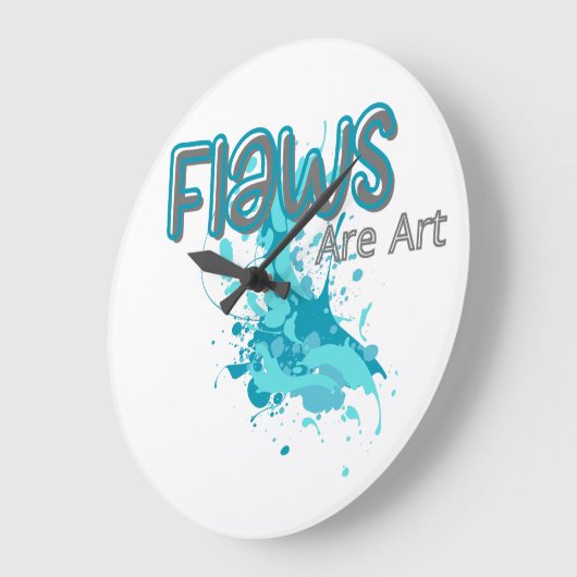 Flaws Are Art – Inspirational Abstract Splash Blue Große Wanduhr (Winkel)