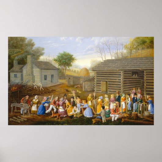 Flax Scutching Bee - Linton Park Kunstgewerbe Poster (Vorne)