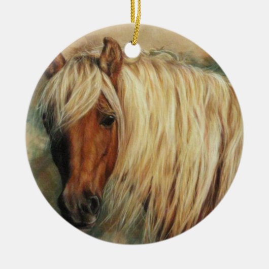 Flaxen Shetland Pony Keramik Ornament (Vorne)