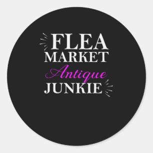 Flea Market Antique Junkie Runder Aufkleber