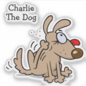 Flea Scratching Cartoon Hund mit Favoritenname Aufkleber (Vorderseite)