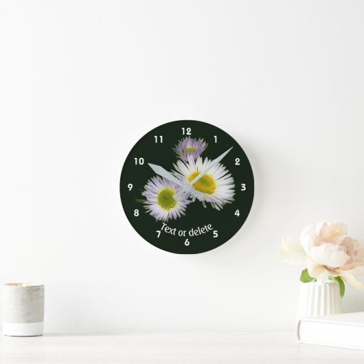 Fleabane Daisy Wildflowers Personalized Runde Wanduhr (Zuhause)