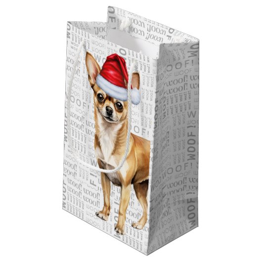 Fleas Navidog Chihuahua Funny Christmas Kleines Ge Kleine Geschenktüte (Rückseite Schrägansicht)