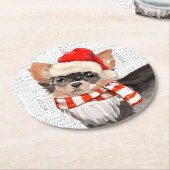 Fleas Navidog Christmas Chihuahua Runder Pappuntersetzer (Angewinkelt)