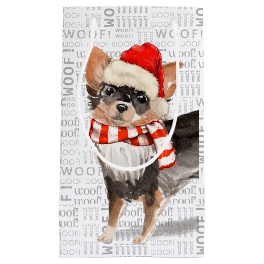 Fleas Navidog Long Hair Chihuahua Funny Christmas Kleine Geschenktüte (Vorderseite)