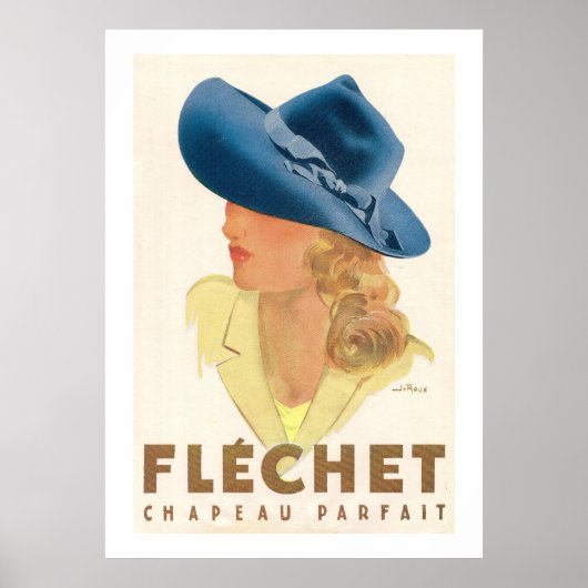 Fléchet (Vintage französische Hutwerbung) Poster (Vorne)