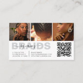 Flecht-Typografie-Foto-Collage-QR-Code Visitenkarte (Vorderseite)