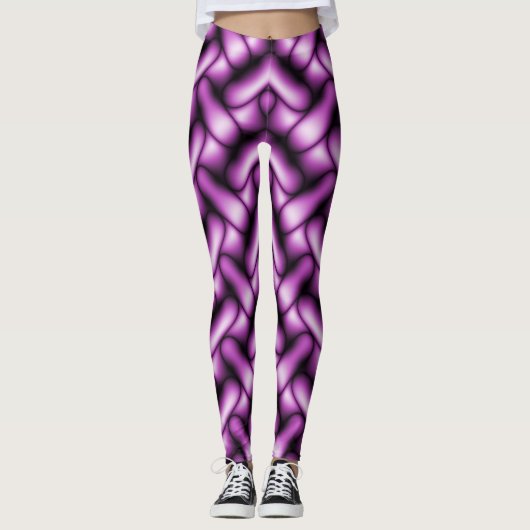 Flechtmuster Violett Purpur Leggings (Vorderseite)