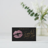 Fleck-Beweis-Lippen - rosa Rose und elegantes Gold Visitenkarte (Stehend Vorderseite)