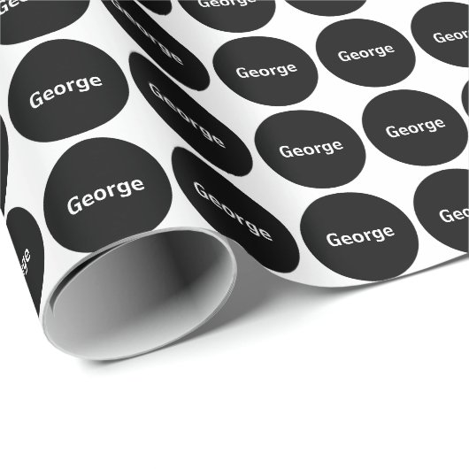 Fleck-Muster auf Weiß mit Namen Geschenkpapier (Rolleneckpunkt)