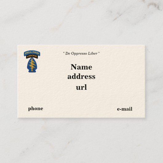 Flecken der Kraft-grüne Barett-Förster-SFG SF Visitenkarte (Vorderseite)