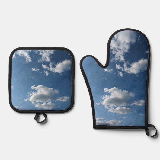 Flecken der weißen Wolke Ofenhandschuh & Topflappen-Set (Vorderseite)