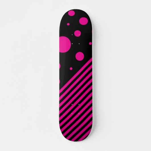 Flecken und Streifen in Magenta und Schwarz Skateboard (Vorne)
